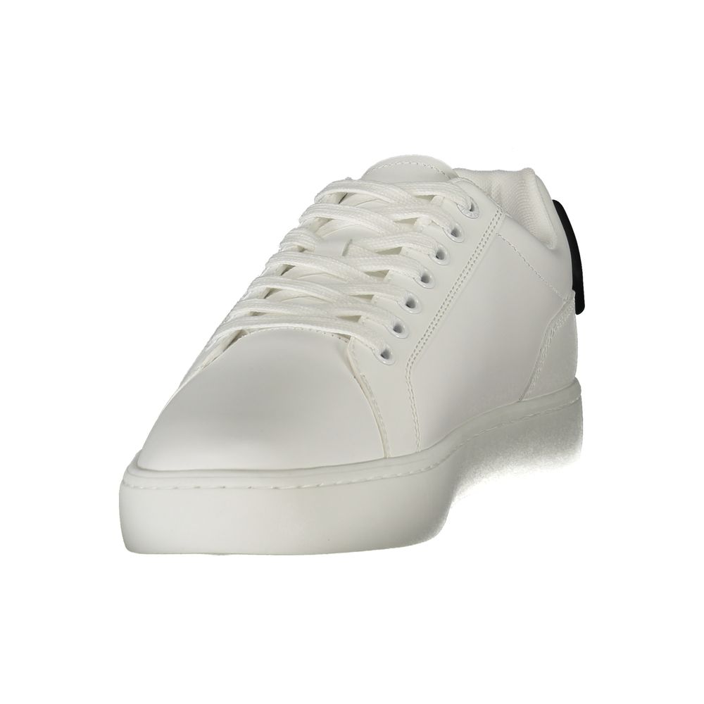 Sneakers by Calvin Klein for men in polyester polyethylene leather black, white, signature & print presents a sumptuous silhouette from the Crisp Men's Fashion Polyester Polyethylene Leather Sneakers collection, showcasing a sumptuous fashion style for an elevated aesthetic.