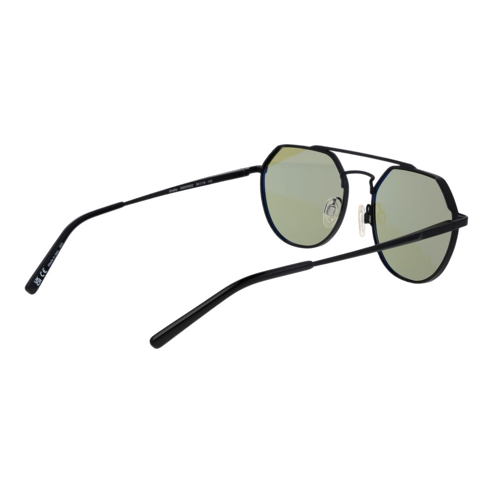 Serengeti Aviator Blue-Filter Medium-Tint Plastic Sunglasses - Black