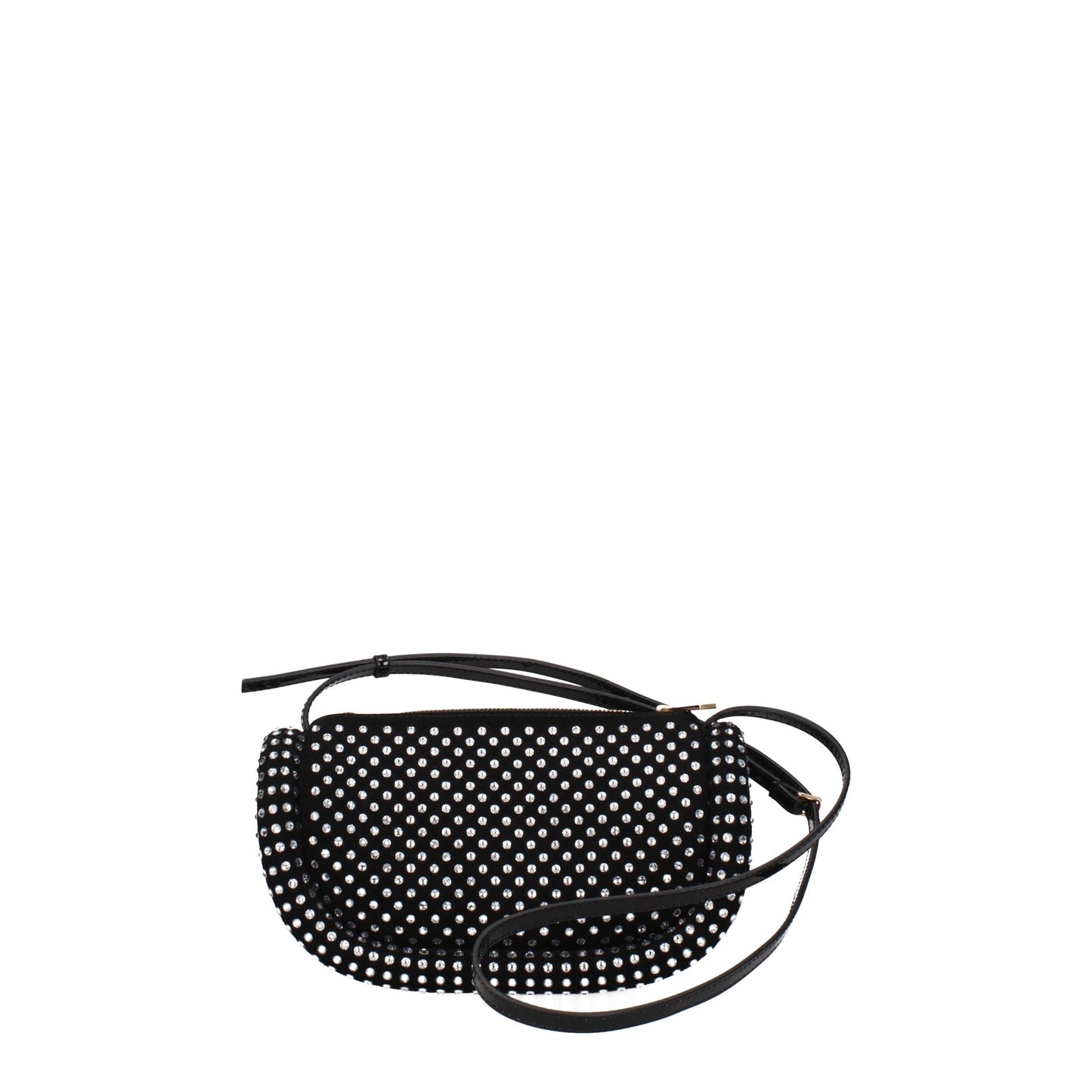 Small Crossbody Handbag by J.W.Anderson for women in synthetic polyurethane leather black & gold features a transformative sophistication silhouette, showcasing a secure zipper, ample , and versatile crossbody-strap, shoulder-strap & handle for a transformative sophistication look.