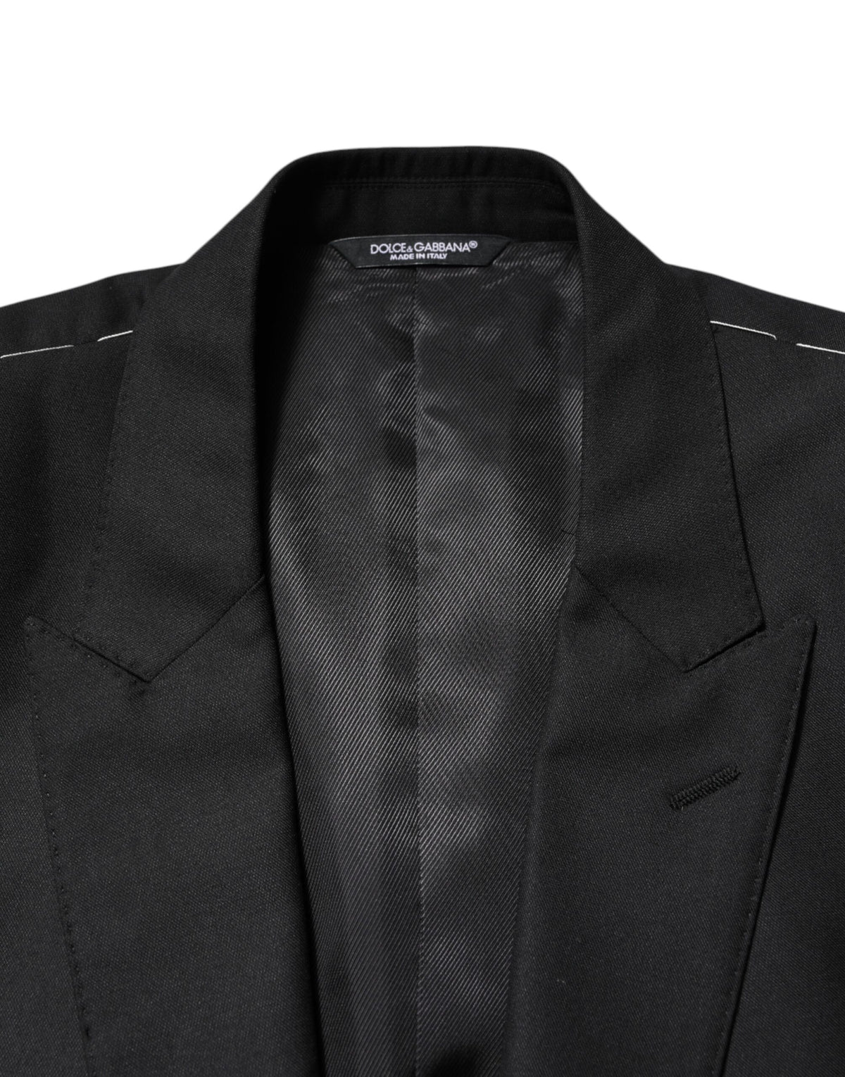 Dolce & Gabbana Men's Single Breasted Virgin Wool Silk Viscose & Cupro Blazer - Black