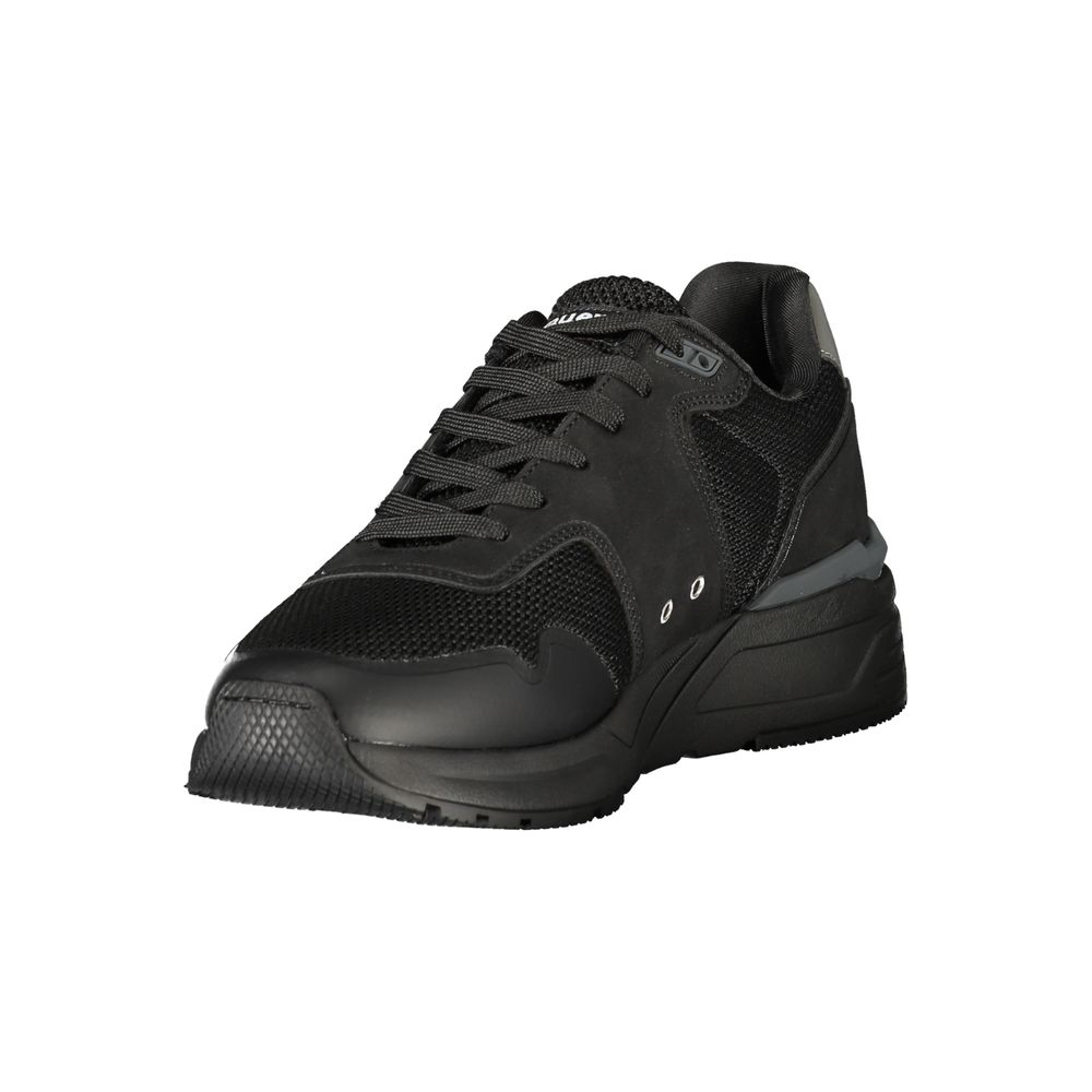 Athletic Sneakers by Blauer for men in polyester & polyethylene black features an architectural silhouette from the Explorer Men's Athletic Polyester & Polyethylene Sneakers collection, showcasing a architectural athletic style for a architectural look.