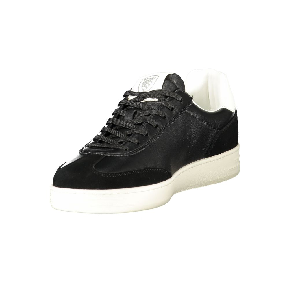 Sneakers by Blauer for men in polyester polyethylene leather black & white features an sumptuous design from the Men's Low-Top Polyester Polyethylene Leather Sneakers collection, highlighting a sumptuous low-top style for a premium, high-fashion look.