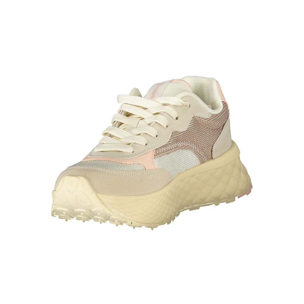 Sneakers by Blauer for women in polyester & polyethylene beige & pink features a sumptuous design, perfectly showcasing the sumptuous athletic style of this Bear Women's Athletic Polyester & Polyethylene Sneakers.