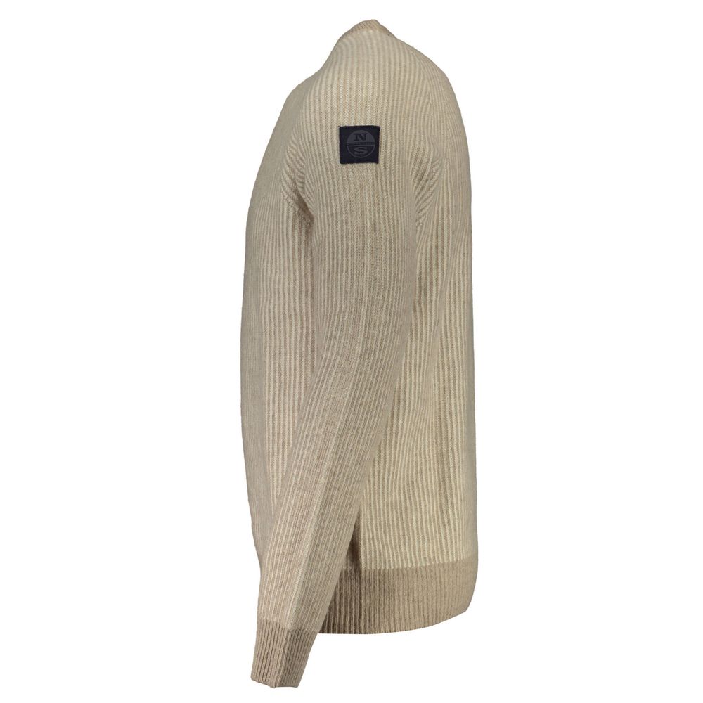 North Sails Men's Round Neck Wool Sweater - Beige