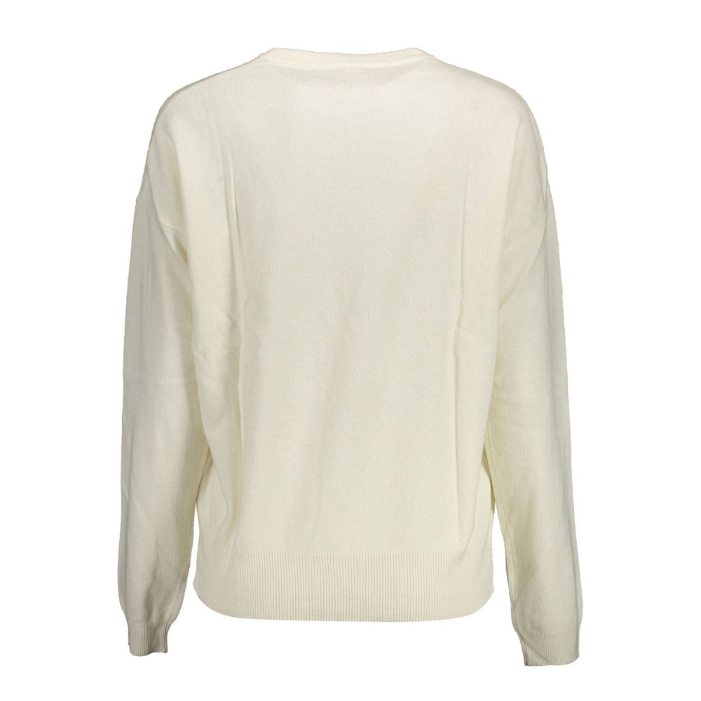 U.S. POLO ASSN. Women's Round Neck Wool Sweater - White