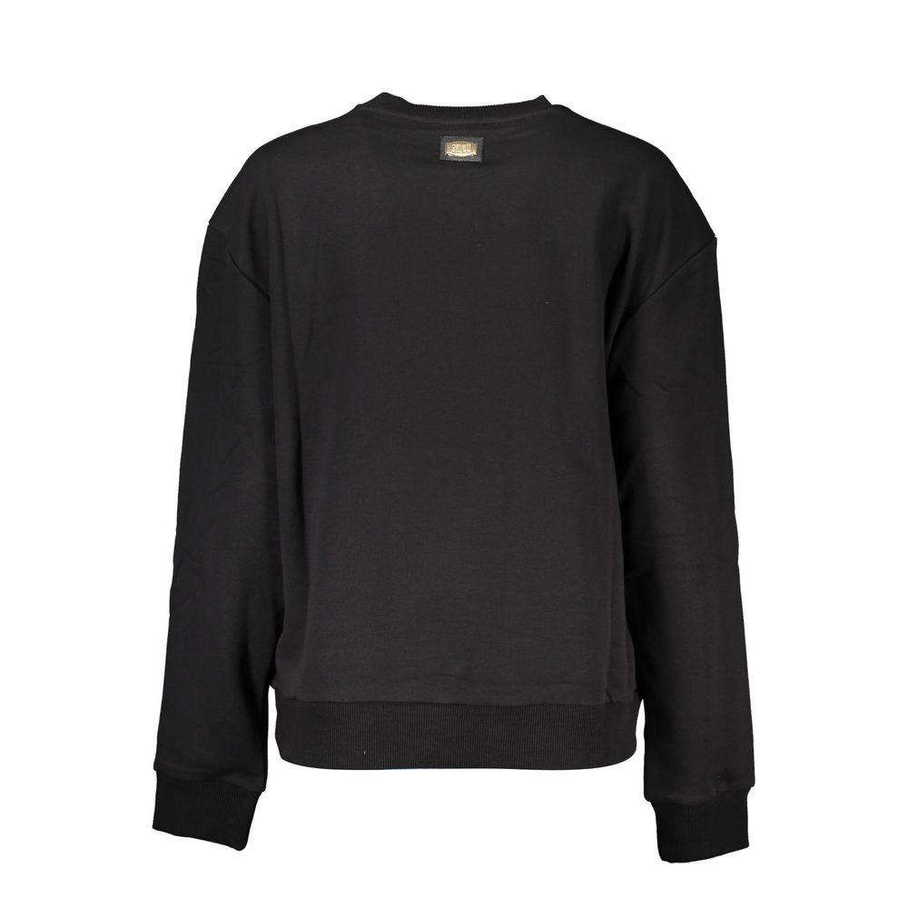 Cavalli Class Women's Round Neck Cotton Sweatshirt Sweater - Black