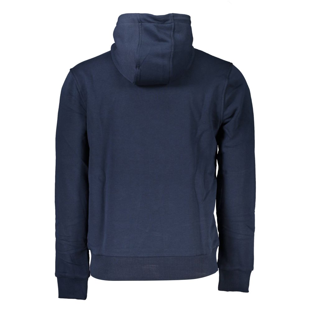 Hooded Sweatshirt Hoodie by Cavalli Class for men in cotton polyester blue & print showcases a city-ready silhouette, artfully detailed with a signature and for a city-ready finish.