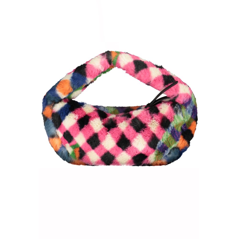 Desigual Multicolour Plaid Fuzzy Shoulder Handbag