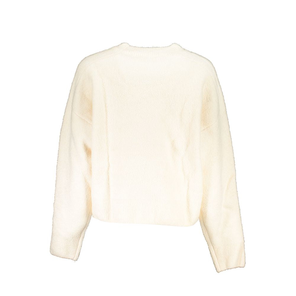Desigual Women's Crew Neck Fabric Sweater - White