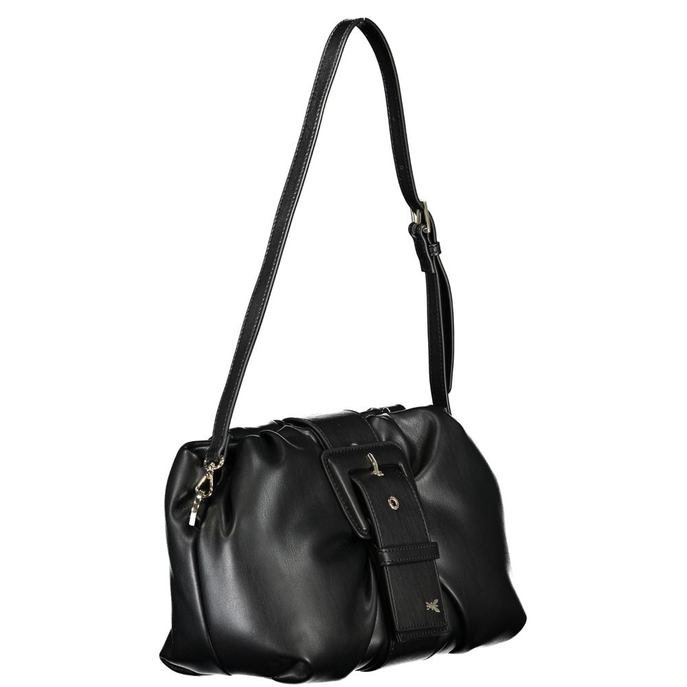 Handbag by Patrizia Pepe for women in polyethylene black & signature features a ornamental silhouette, showcasing a secure magnetic, ample internal-pockets, and ornamental shoulder-strap & adjustable-strap for a sophisticated look.