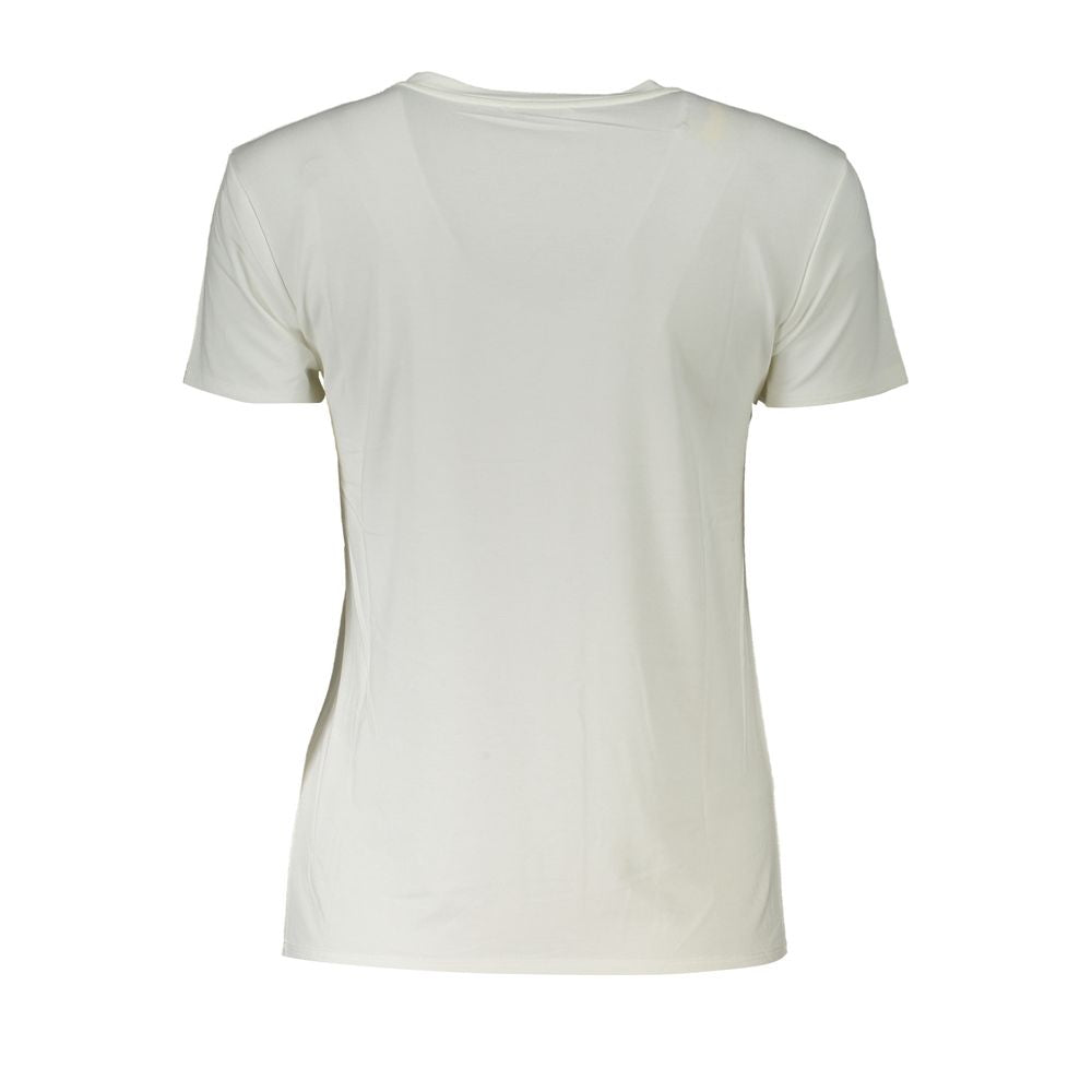T-Shirt by Patrizia Pepe for women in stretch organic cotton & rhinestone white showcases a chic silhouette, artfully detailed with a chic and for a chic finish.