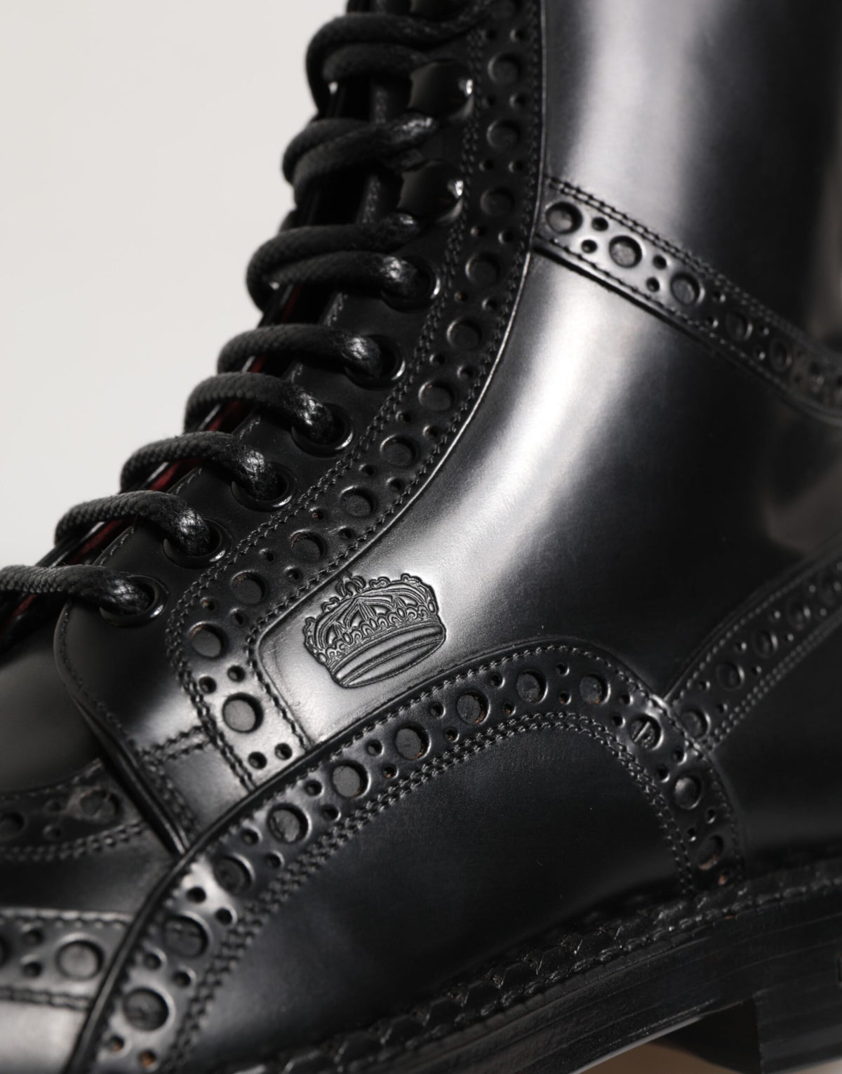 Dolce & Gabbana Men's Calf Leather Lace-Up Mid-Calf Boots - Black
