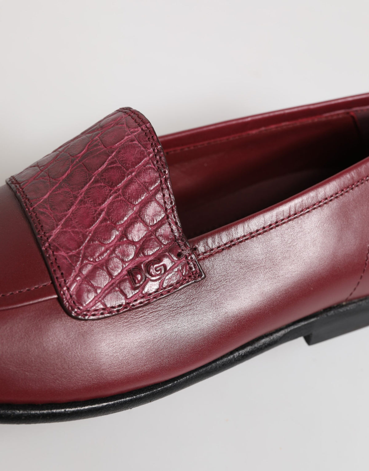 Dolce & Gabbana Men's Caiman & Calfskin Leather Slip-On Shoes - Burgundy