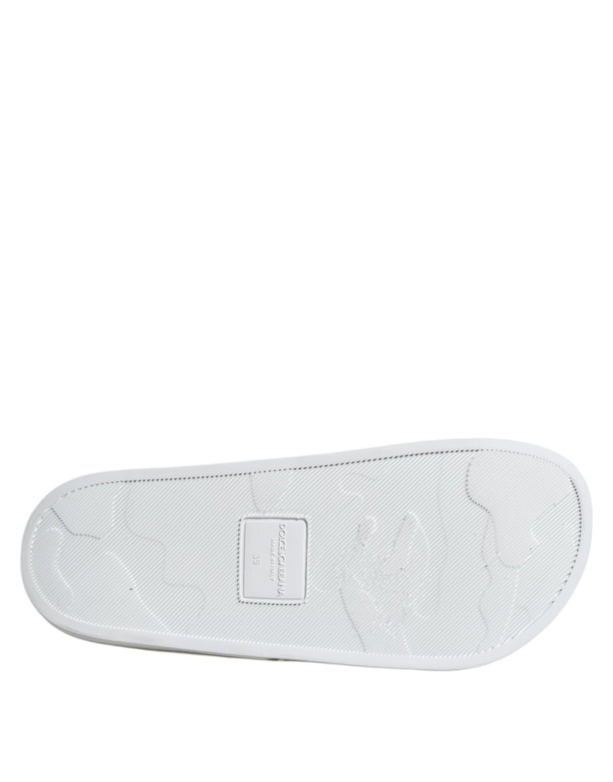 Dolce & Gabbana Men's Calfskin Leather Slider Sandals - White