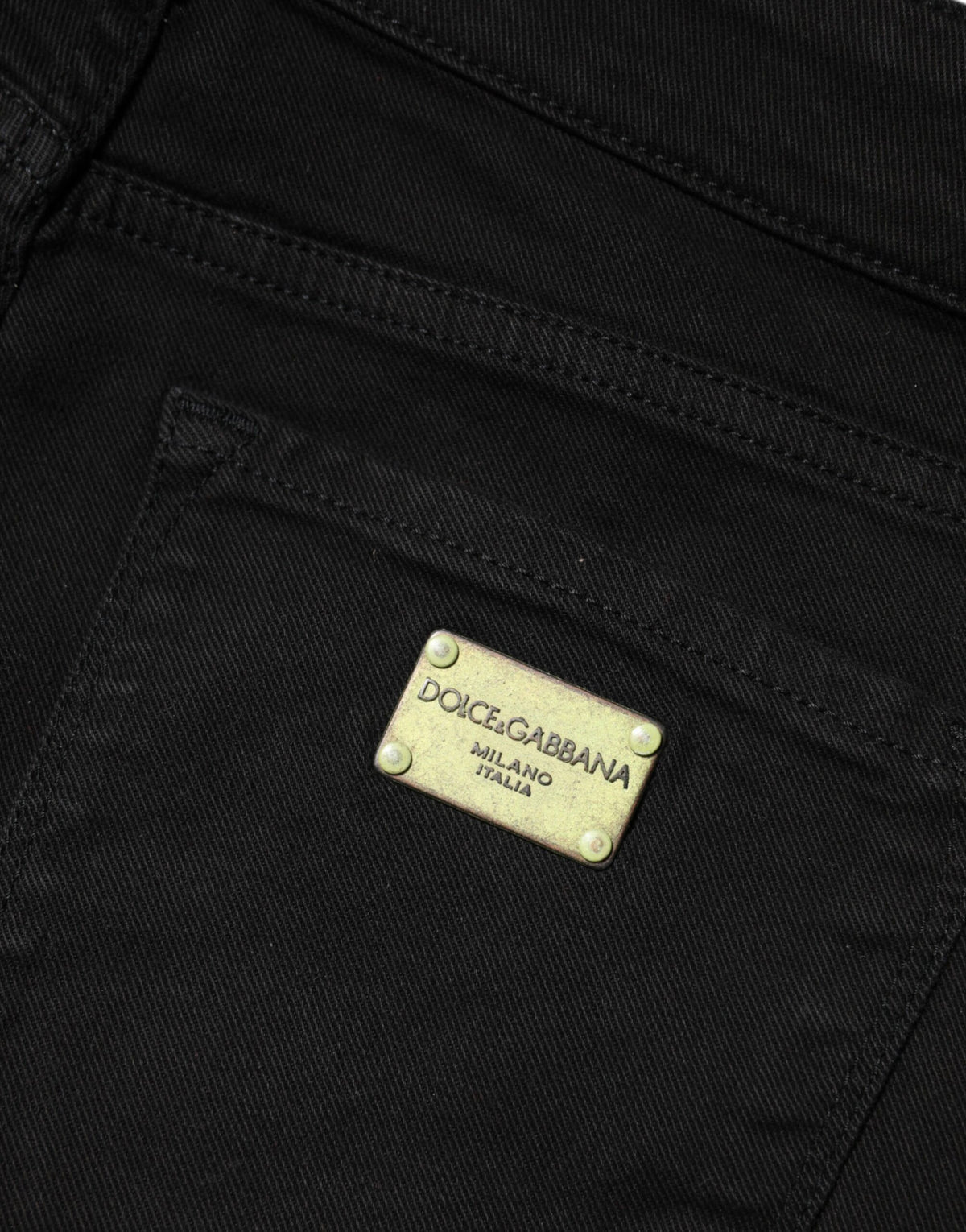 Dolce & Gabbana Women's Skinny Mid Rise Stretch Denim Cotton Jeans - Black