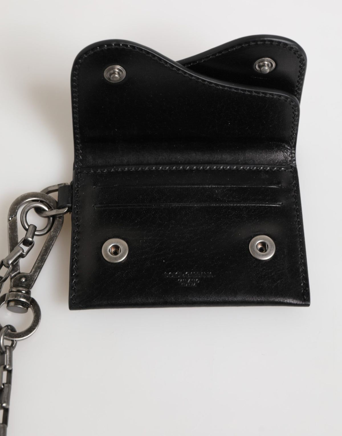 Dolce & Gabbana Pony Cavallo Horse Leather Cardholder Wallet - Black Silver Monogram