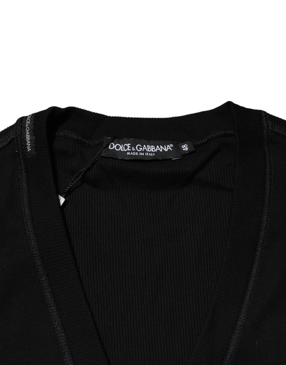 Dolce & Gabbana Men's Regular Fit V Neck Cotton Cardigan - Black
