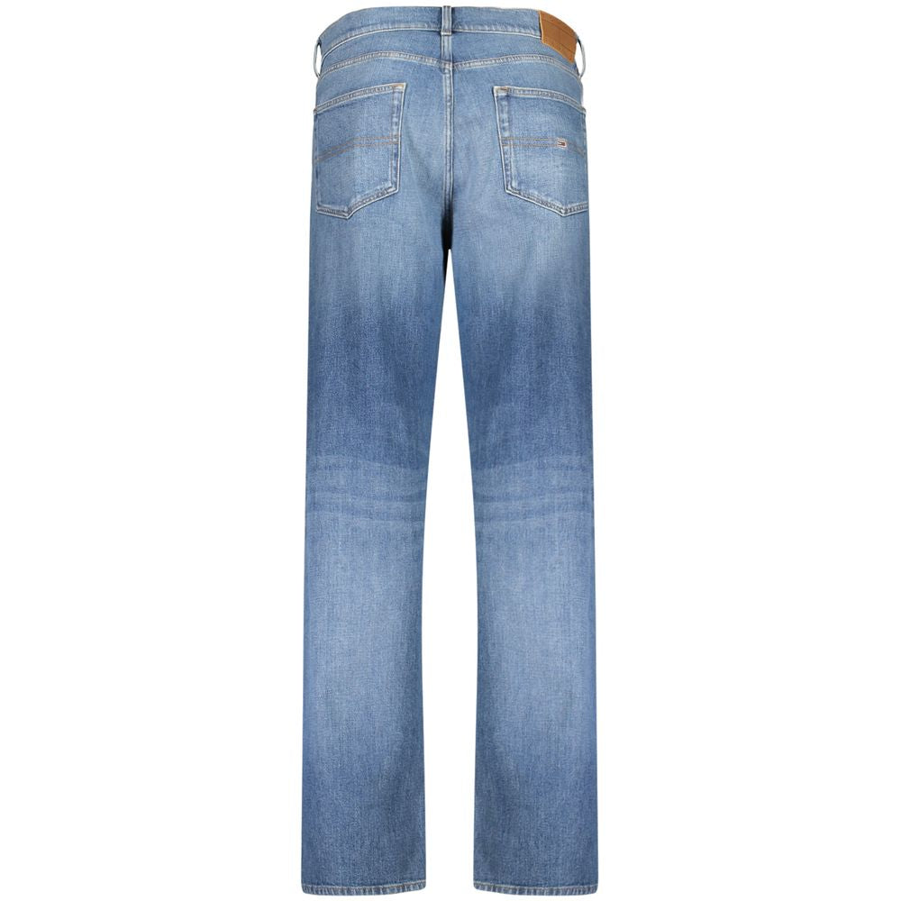 Jeans by Tommy Hilfiger for men in stretch denim cotton blue features a refined silhouette with a refined tapered-leg & regular-fit, defined by a and a refined long for a refined finish.