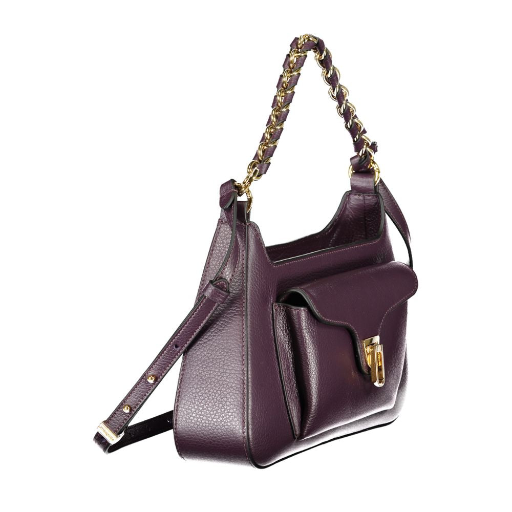 Coccinelle Prune Leather Beat Generation Medium Handbag