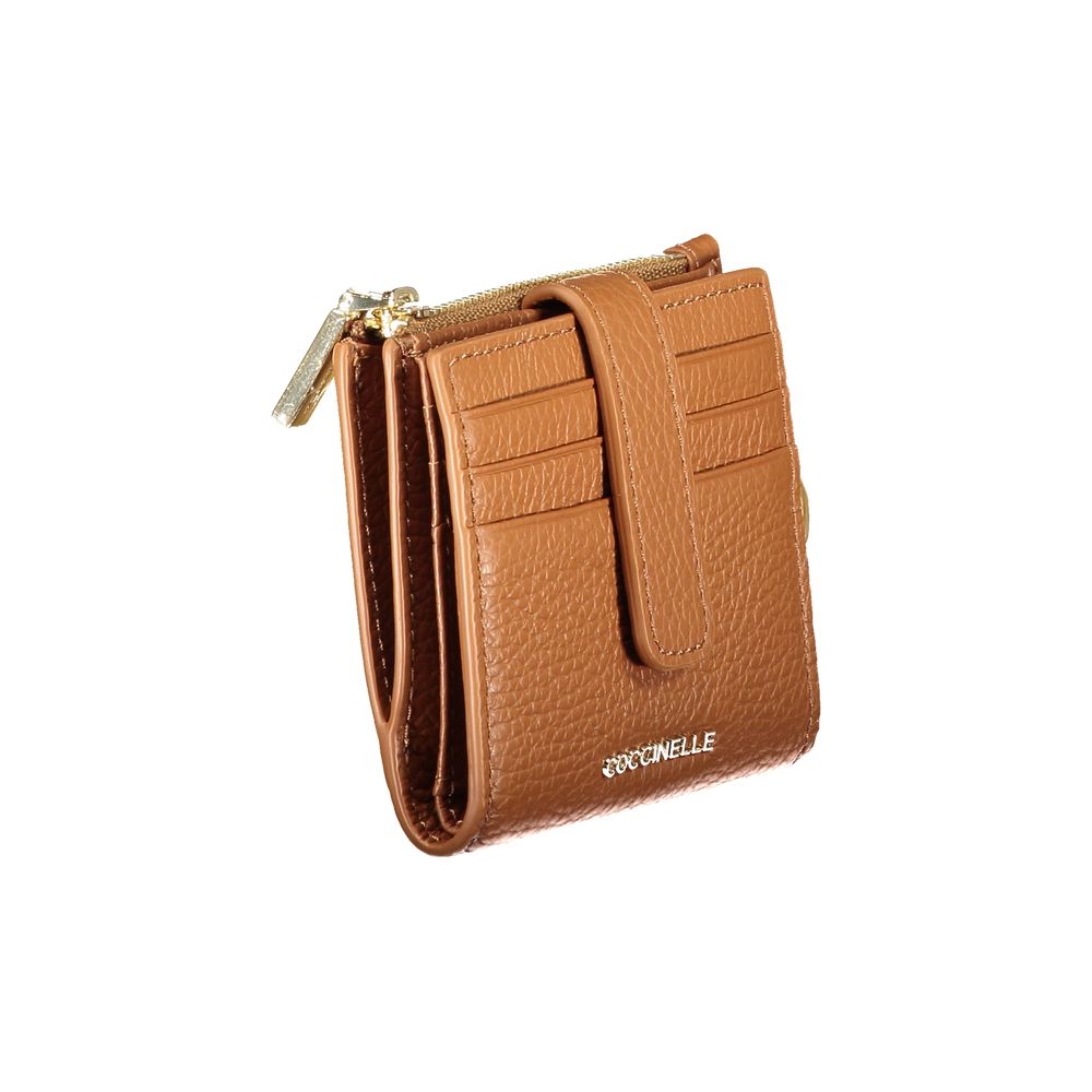 Coccinelle Metallic Soft Leather Cardholder Wallet - Brown Signature