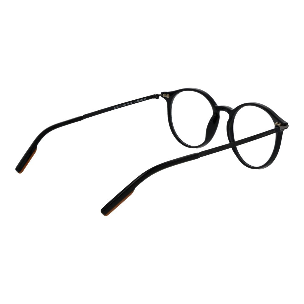 Ermenegildo Zegna Unisex Full-Rim Round Plastic Eyeglasses Frames - Black