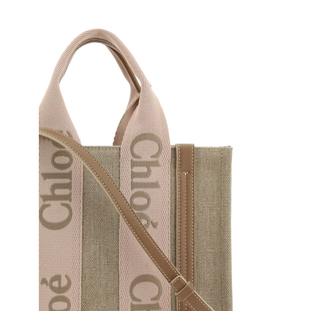 Chloé Beige Linen Woody Handbag