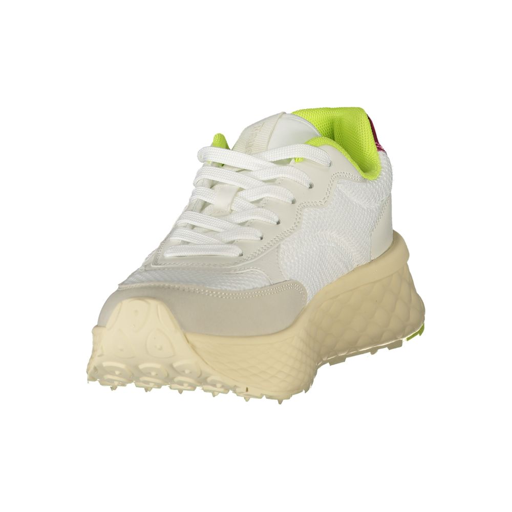 Sneakers by Blauer for women in polyester fuchsia, green & white presents a sumptuous silhouette as Women's Fashion Polyester Sneakers, expertly defined by a sumptuous fashion style for a sumptuous, high-fashion look.