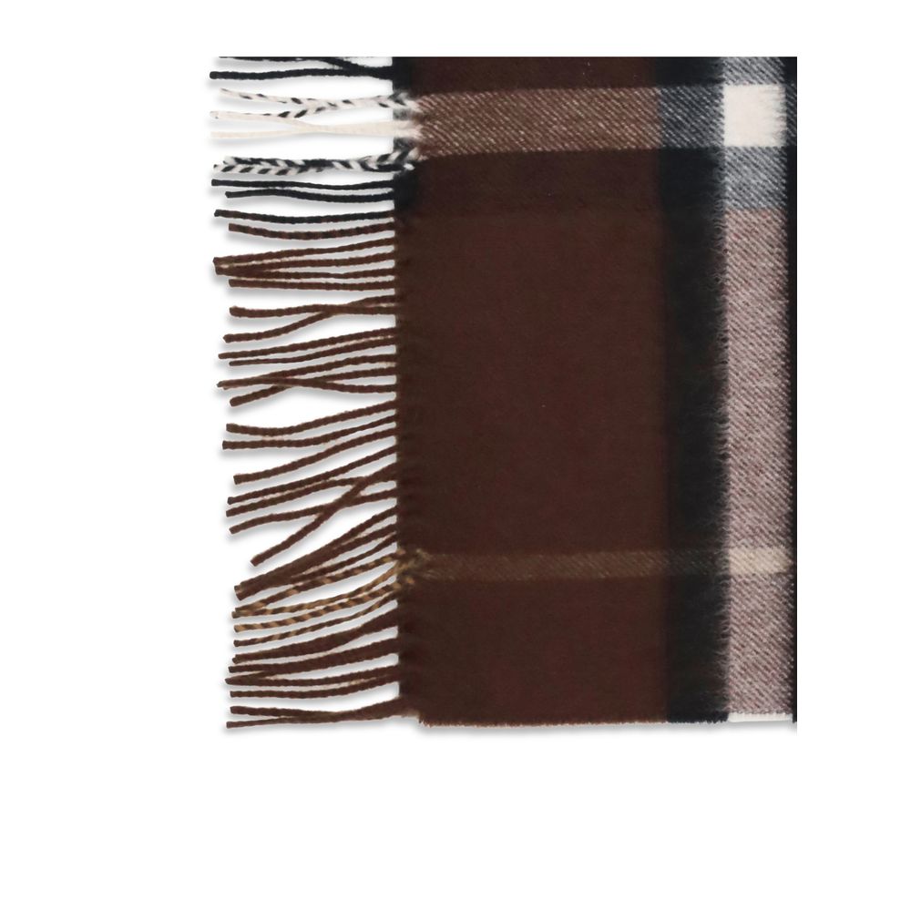 Burberry Cashmere Shawl Rectangular Wrap Scarf - Brown Patterned Signature
