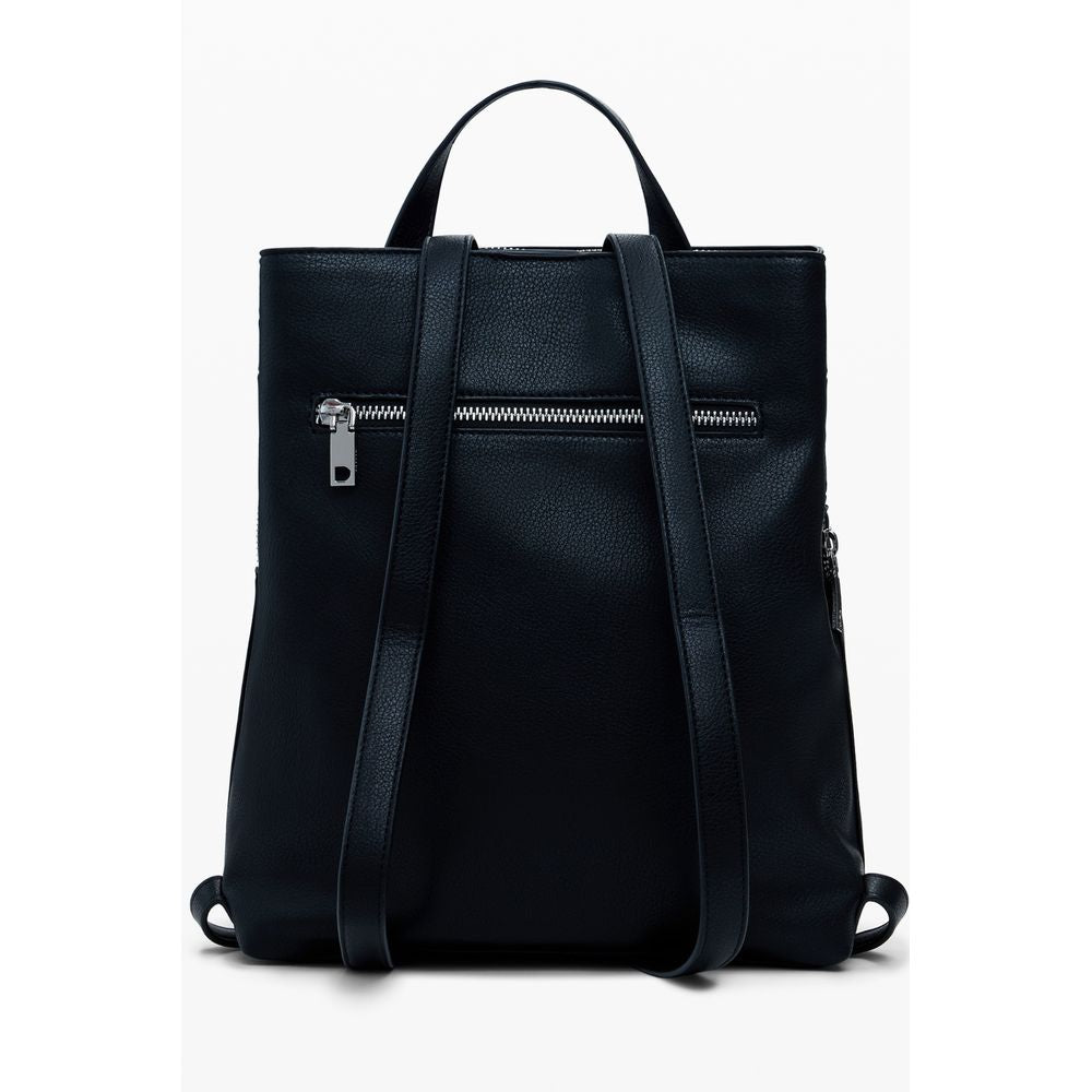 Desigual Black Small Perforated Backpack with Studs