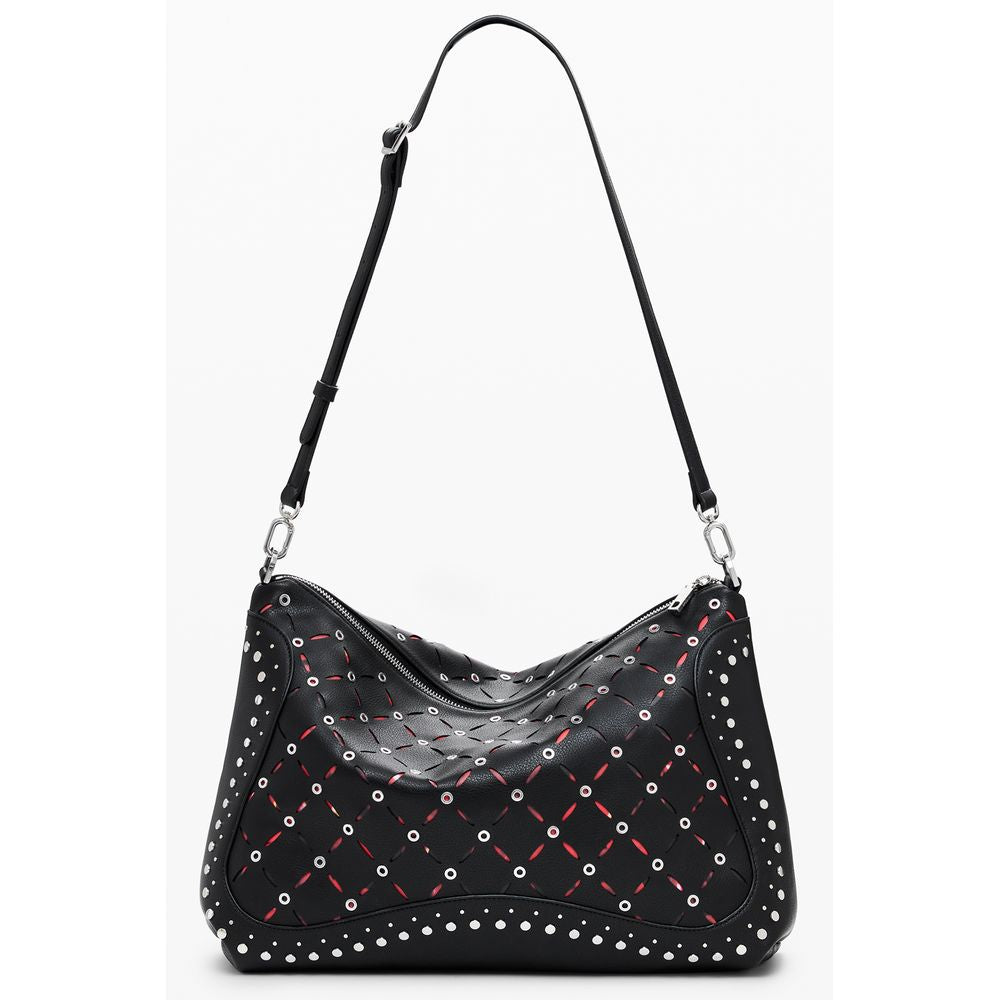 Mini Crossbody Handbag by Desigual for women in polyethylene black presents a ornamental silhouette, showcasing a secure zipper, ample internal-pockets, and versatile crossbody-strap, shoulder-strap, adjustable-strap & handle for a ornamental finish.