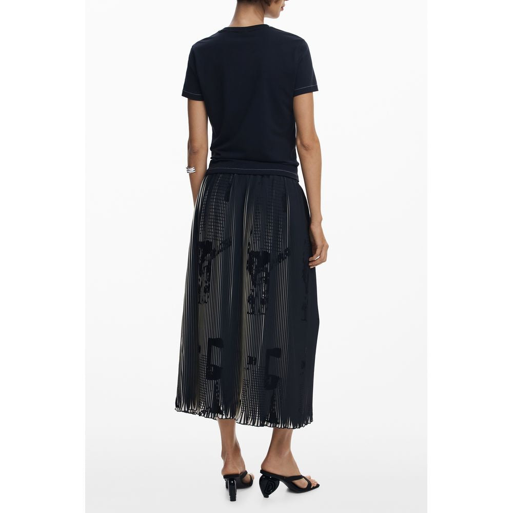 Skirt by Desigual for women in polyester black showcases a dramatic silhouette, artfully capturing the essence of the Women's Pleated Polyester Skirt in a dramatic long cut for a refined look.