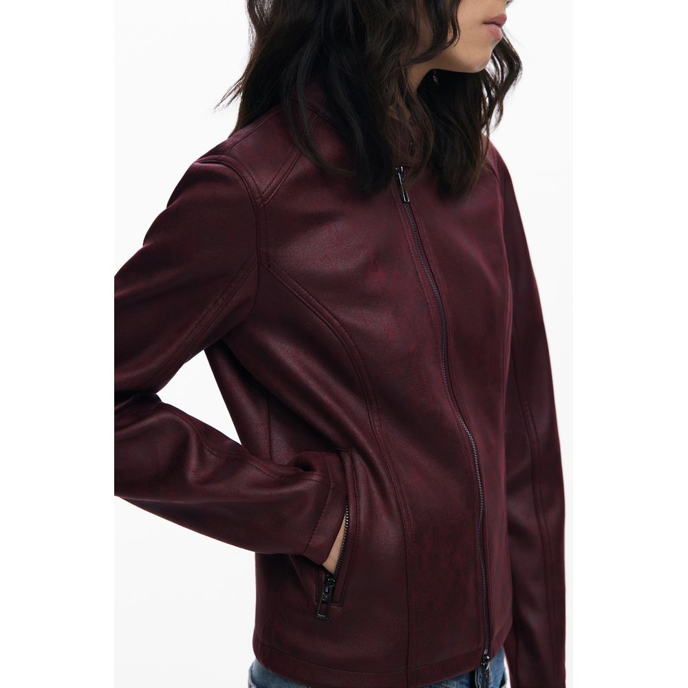 Desigual Women's Polyester Faux Leather Jacket - Red