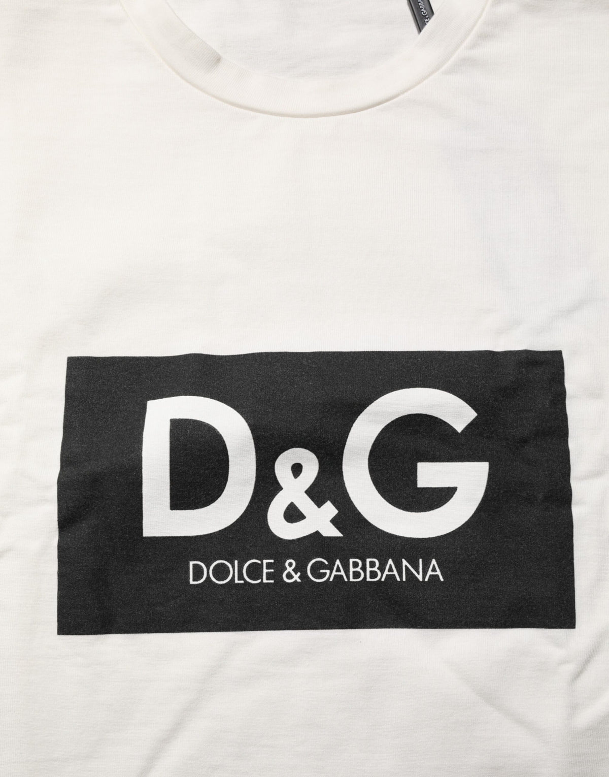 Dolce & Gabbana Men's Regular Fit Short-Sleeve Crew Neck Cotton T-Shirt - White Patterned Signature Print