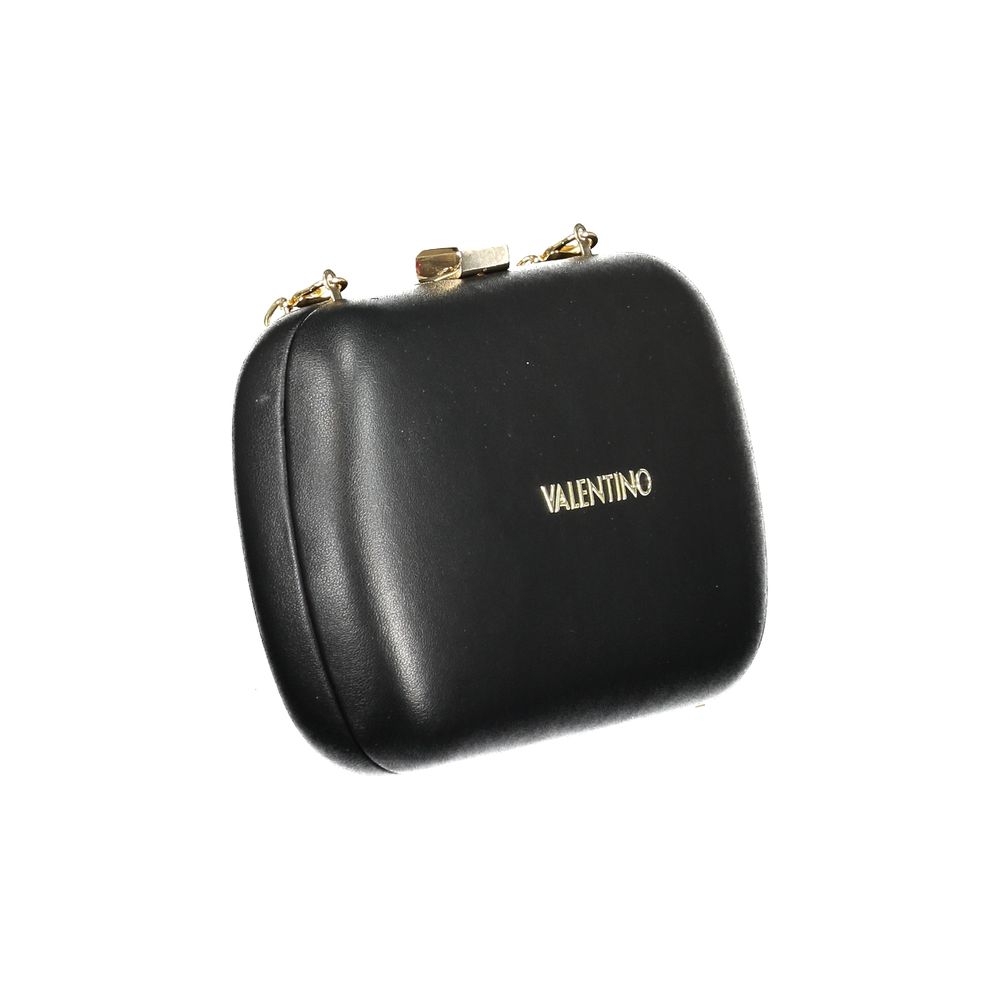 Evening Clutch Handbag by Mario Valentino for women in polyethylene black & signature showcases a sculptural silhouette, featuring a secure snap, ample , and versatile shoulder-strap for a sculptural aesthetic.