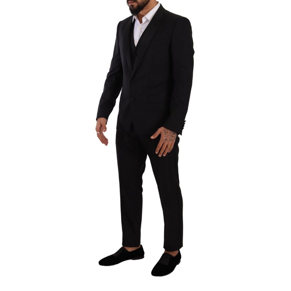 Dolce & Gabbana Men's Slim Virgin Wool Cupro & Silk Pant Suit - Black