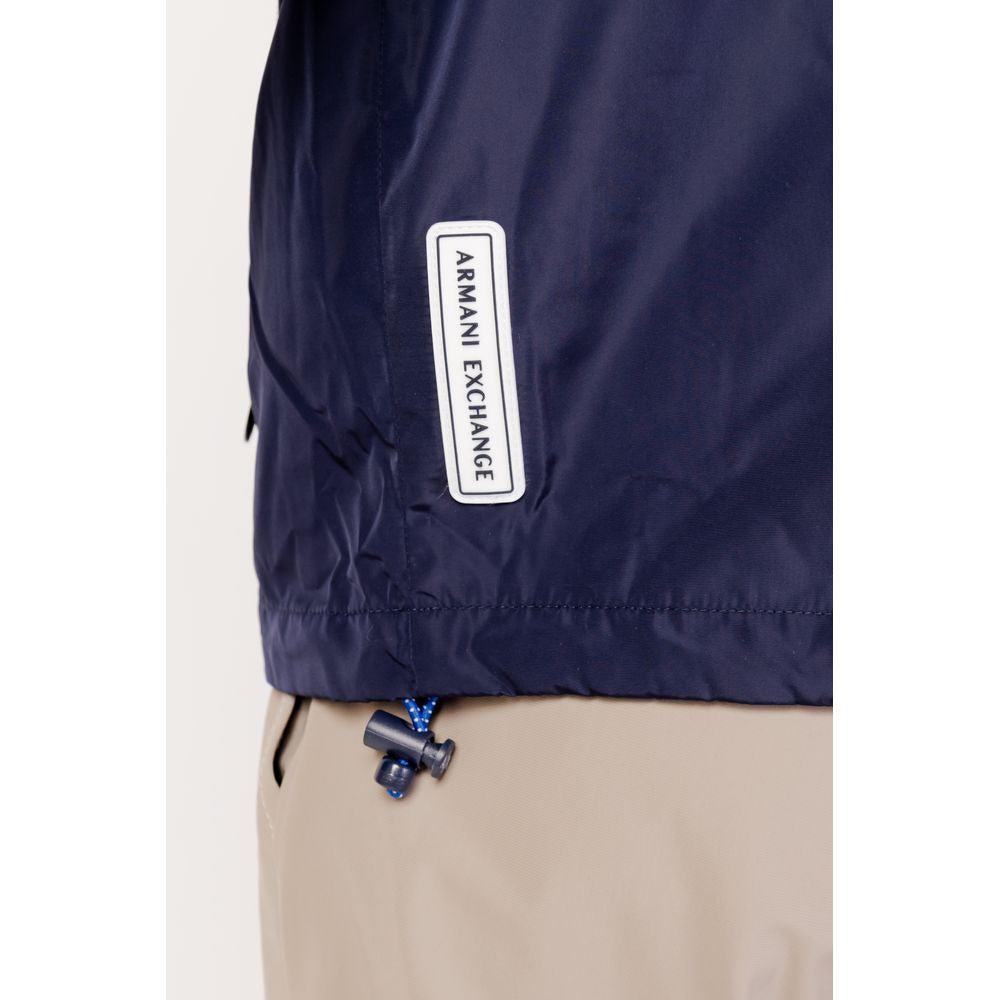 Armani Exchange Blue Polyester Jackets & Coat