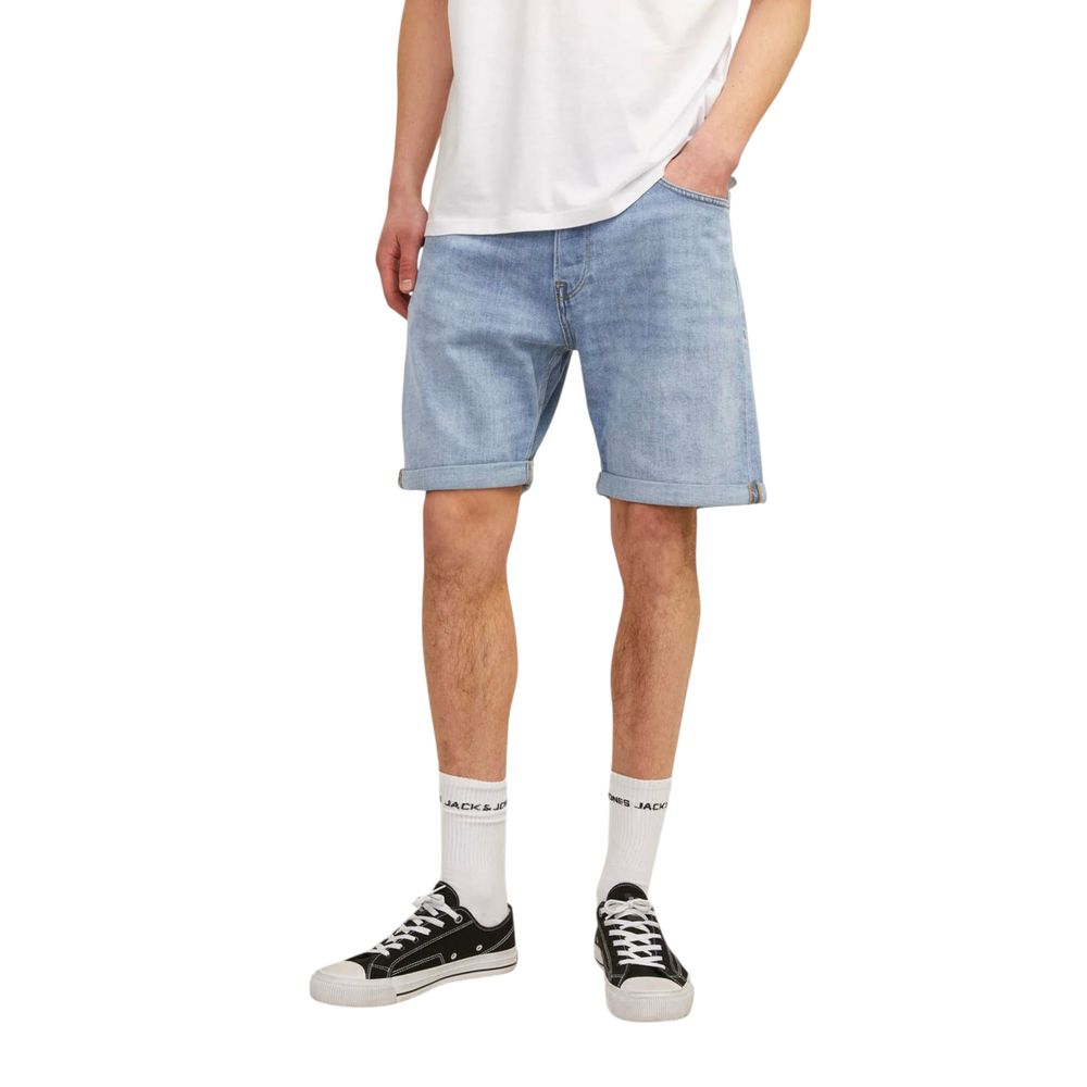 Jack Jones Crisp Men's Relaxed Fit Regular Mid Rise Stretch Denim Cotton Shorts - Light Blue