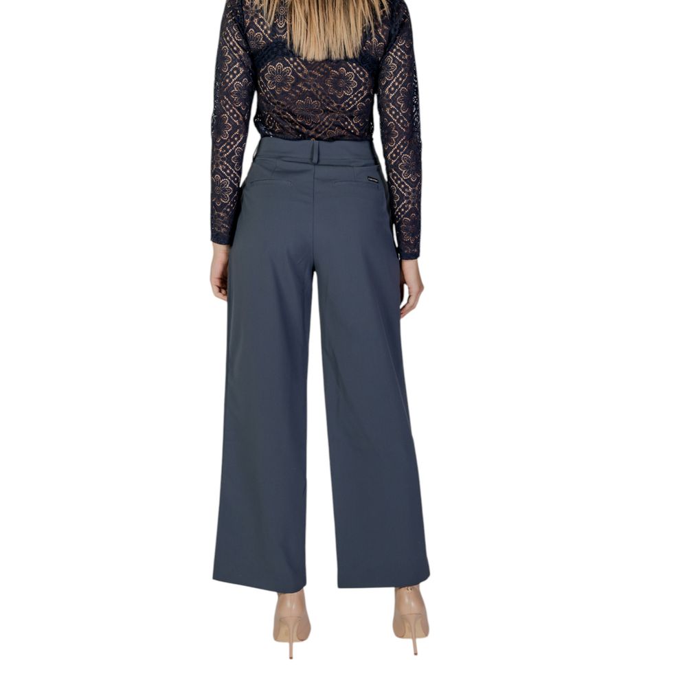 Calvin Klein Jeans Women's Wide High-Rise Stretch Viscose Polyester Trousers - Gray
