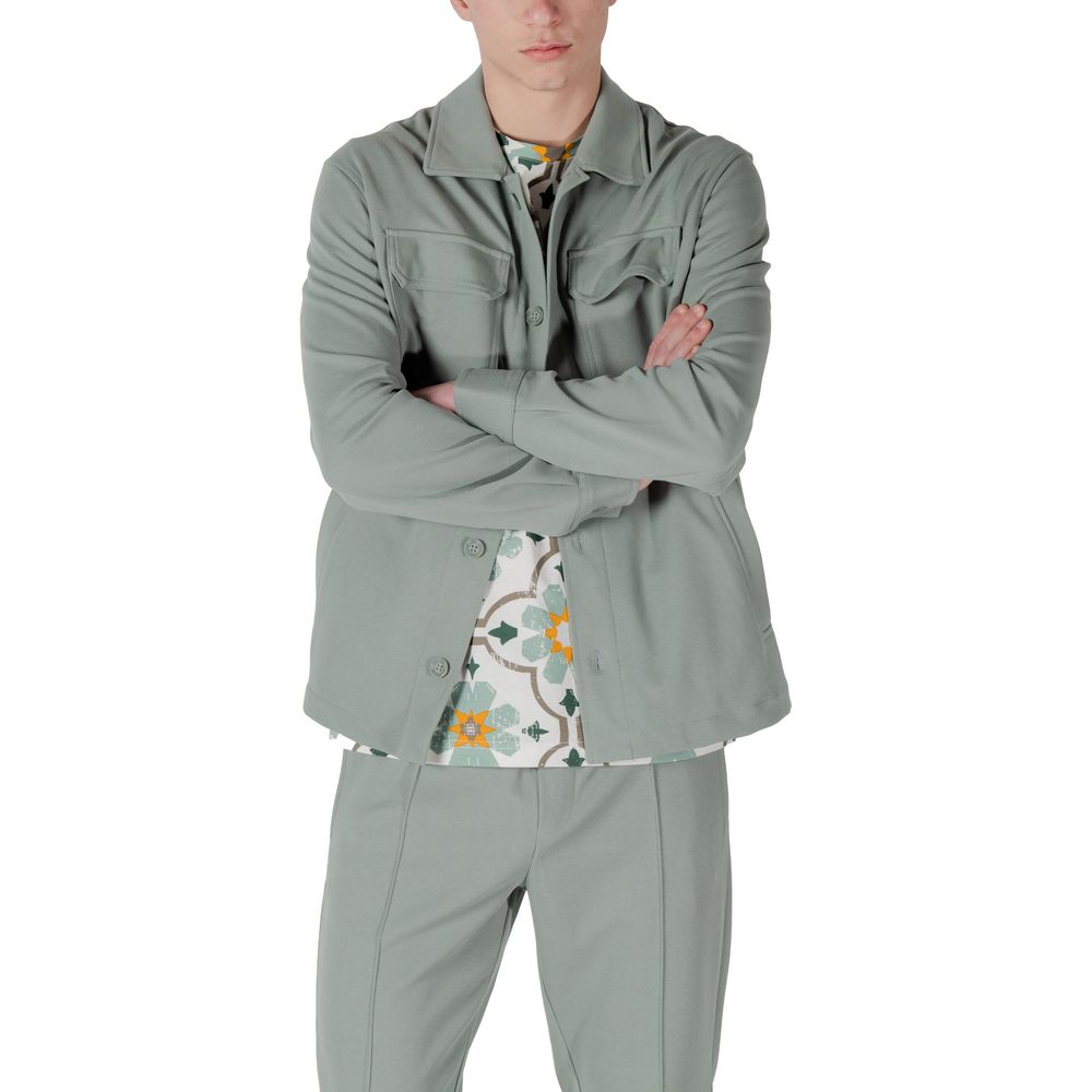 Antony Morato Men's Stretch Polyester Cotton Overcoat - Green