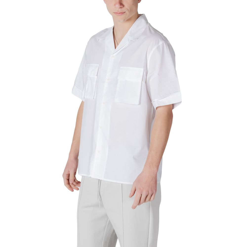 Antony Morato Men's Relaxed Fit Short-Sleeve Lyocell Silk & Cotton Shirt - White Signature