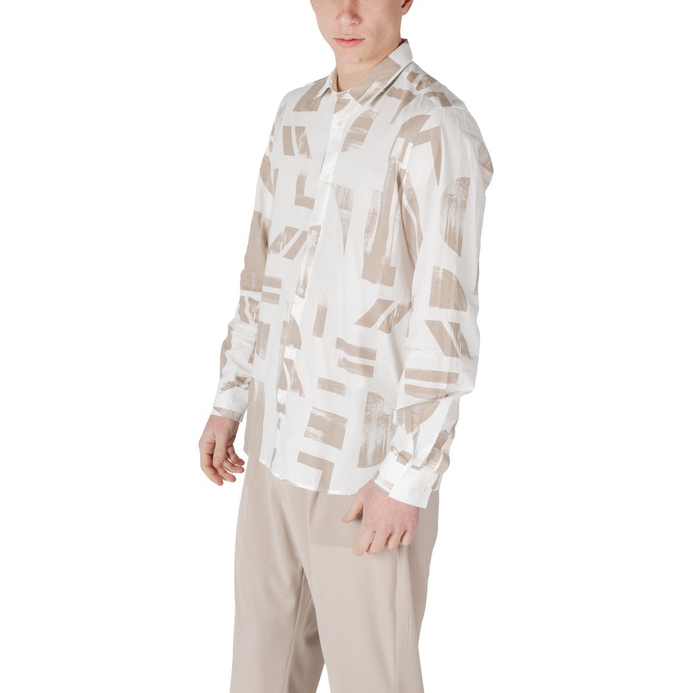Antony Morato Men's Long-Sleeve Viscose & Denim Cotton Shirt - Beige