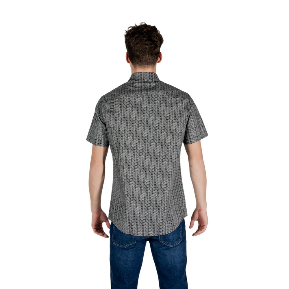 Armani Exchange Men's Short-Sleeve Stretch Cotton Shirt - Black