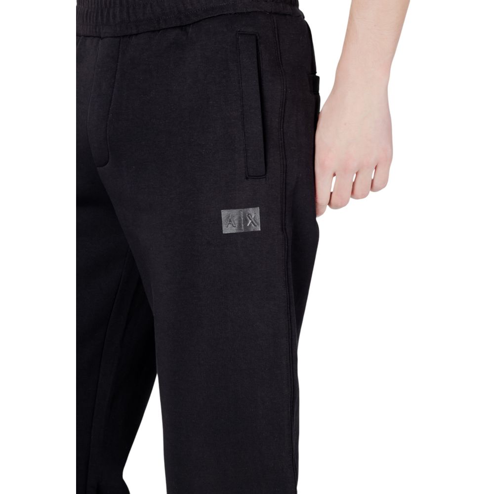Armani Exchange Men's Stretch Polyester Cotton Activewear Jogger Pants - Black