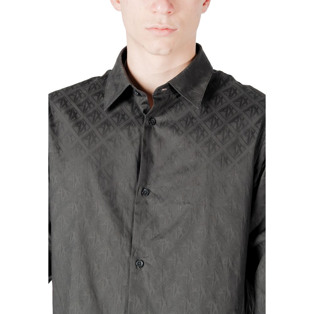 Armani Exchange Men's Long-Sleeve Cotton Shirt - Black