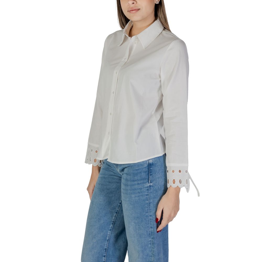 Jacqueline De Yong Women's Long-Sleeve Cotton Shirt - White