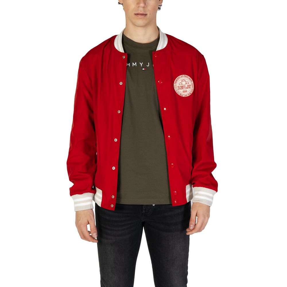 Replay Men's Cotton Polyester Bomber Jacket - Red