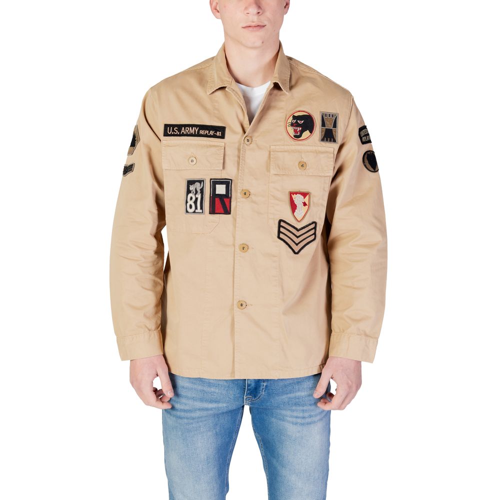 Replay Men's Overshirt Cotton Shirt - Beige