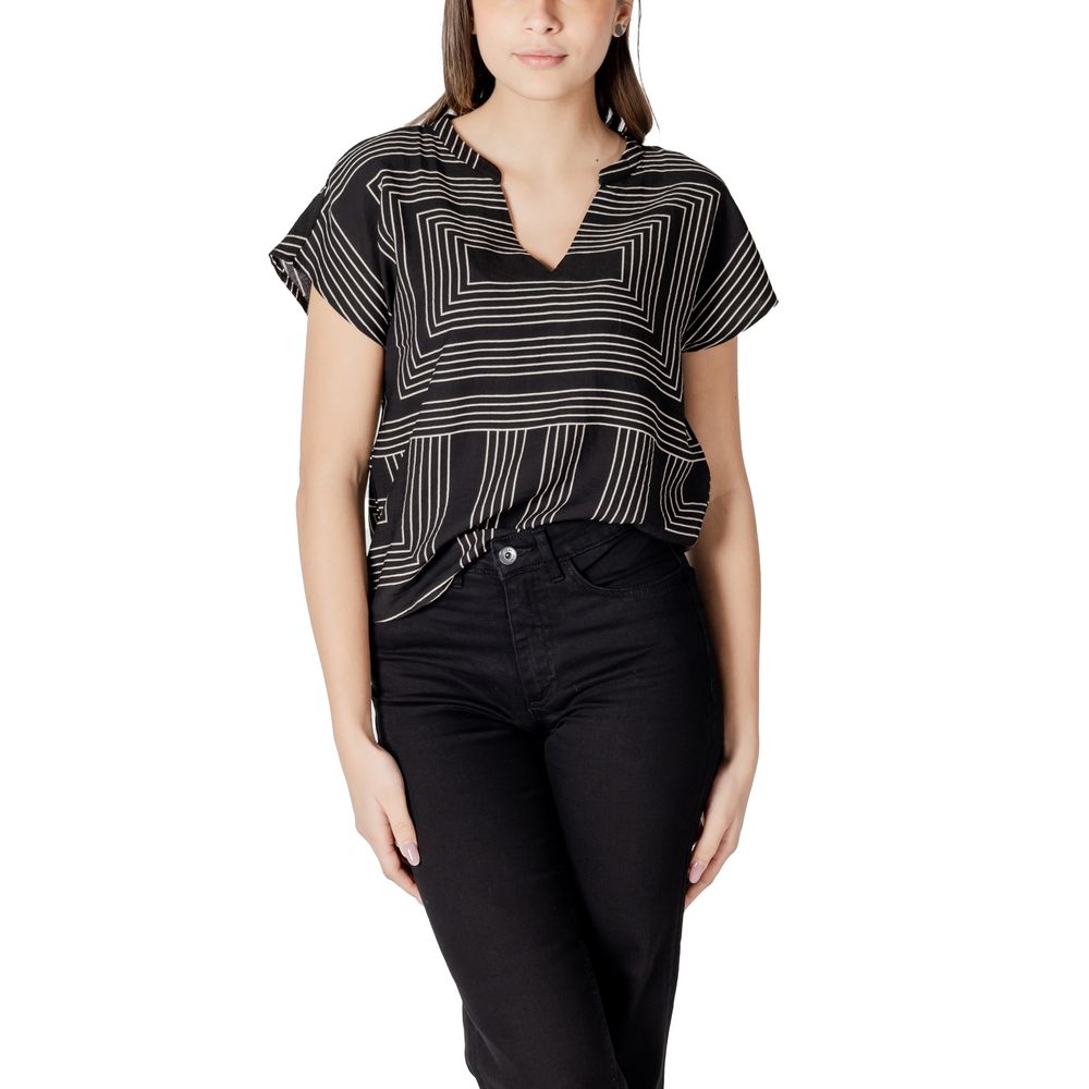 Jacqueline De Yong Women's Nylon & Viscose T-Shirt - Black