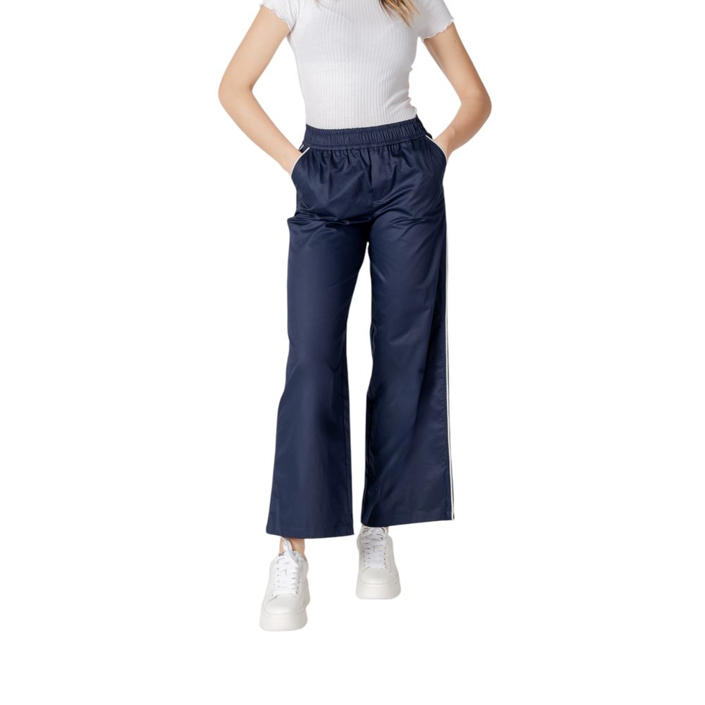 Only Women's Wide Lightweight Cotton Trousers - Blue