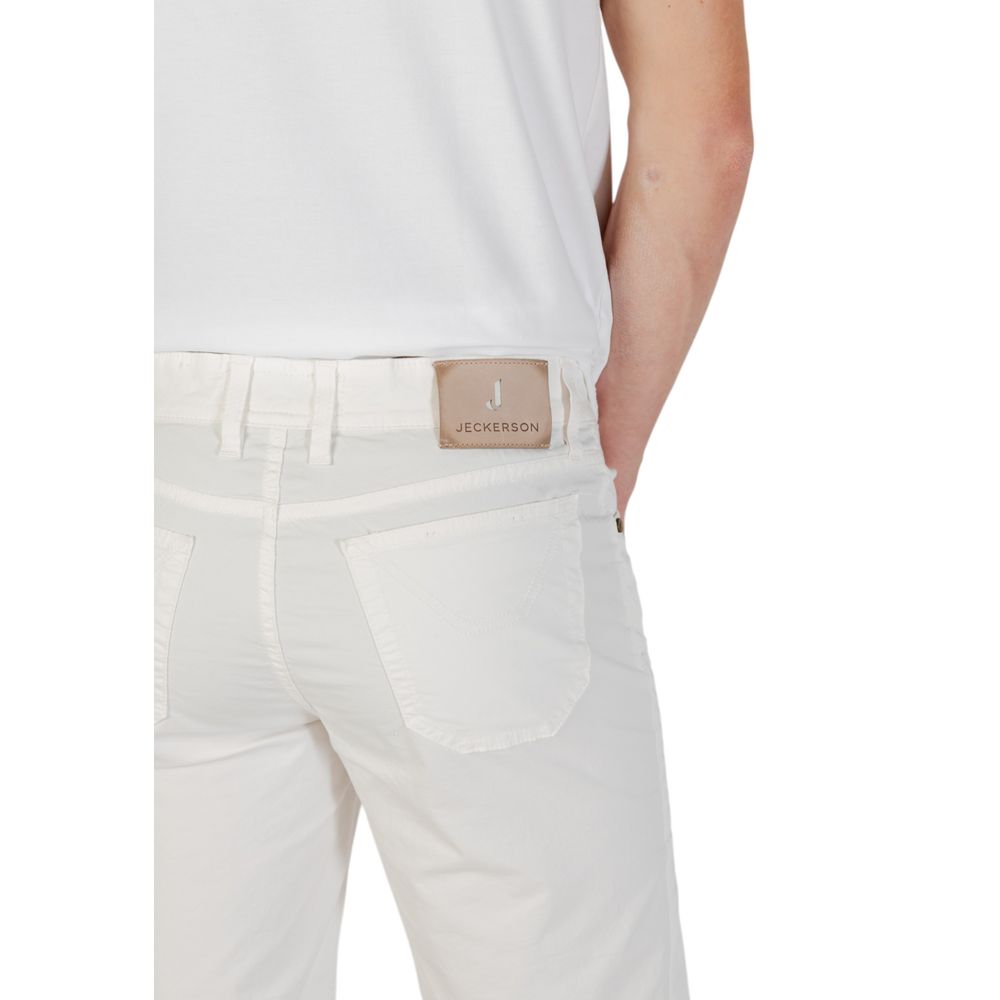 Jeckerson City Crisp Men's Relaxed Fit Slim Stretch Linen & Cotton Bermuda Shorts - White